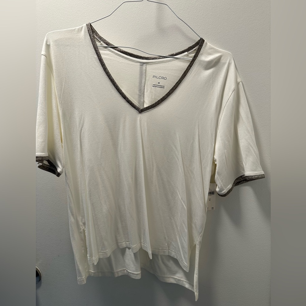 Pilcro Anthropologie Shine Trim V Neck Top